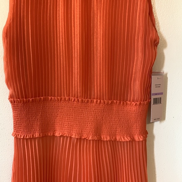 Nanette Lepore High Neck Sleeveless Pleated Vivid Coral Dress: Size 6 NWT - Picture 13 of 14